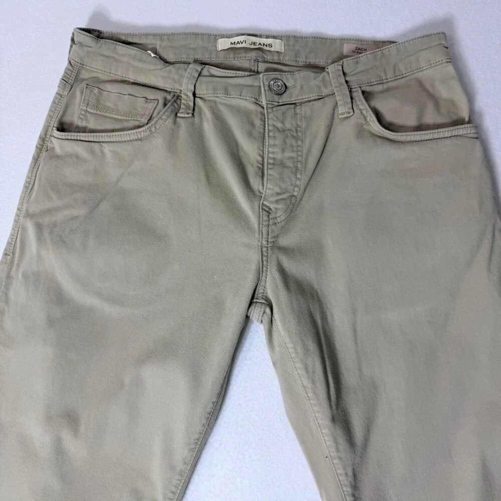 Mavi Jeans Zach Straight Leg Mens Khaki Pants Size 34/32 Cotton Blend